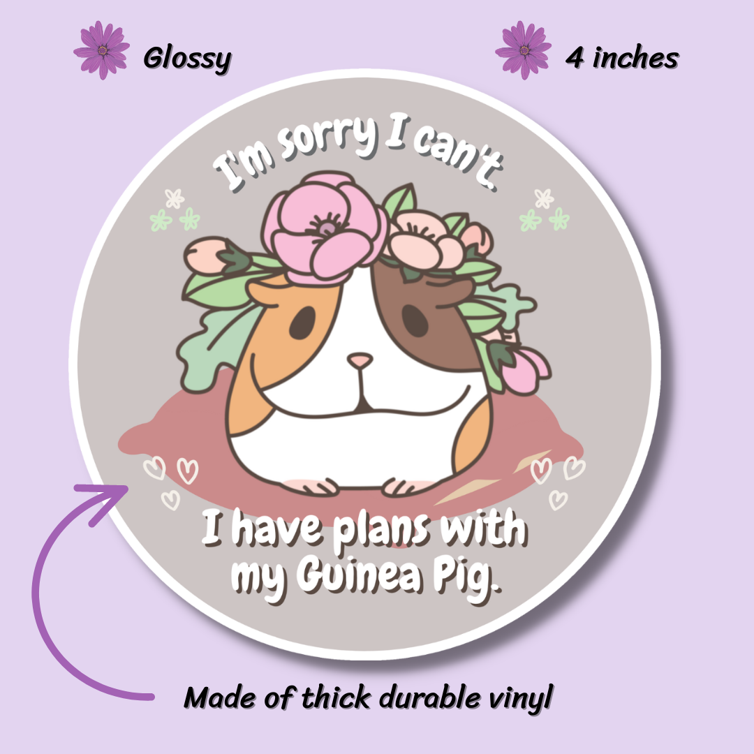 I'm Sorry I Can't I Have Plans with my Guinea Pig Vinyl Sticker